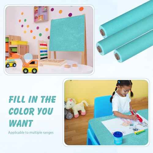 Skyygemm 3 Rolls Bulletin Board Fabric Roll 4 x 24 ft No Fade Reusable Waterproof Erasable Bulletin Board Background Non-Woven Fabric Poster for Back to School DIY Craft Classroom Decor(Stone Blue)