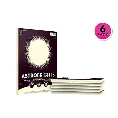 Astrobrights Colored Cardstock, 8.5" x 11", 65 lb/176 gsm, "Cream", 50 Sheets (Pack of 6) - 300 Sheets in Total (91518)
