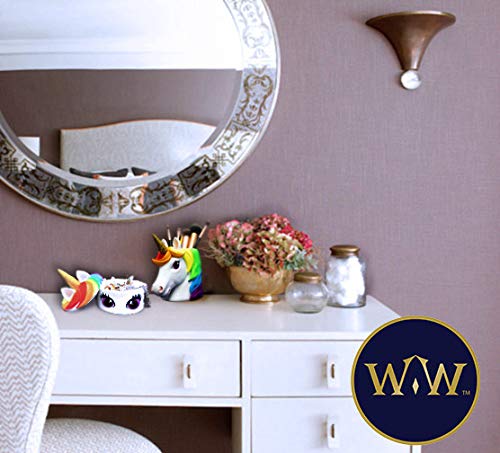 World of Wonders Beauty and Grace - Collectible Unity The Unicorn Magical Golden-Horned Retro Rainbow Fantasy Themed Desk Supply Organizer Pen & Pencil Holder Storage Container, 6-inch
