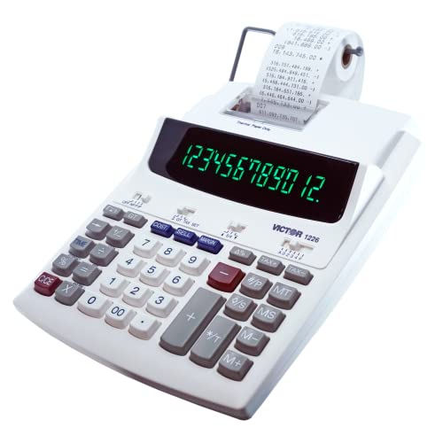 Victor 1226 Thermal Printing Calculator, 12-Digit Display, 8.0 LPS Printing Speed, Off-White