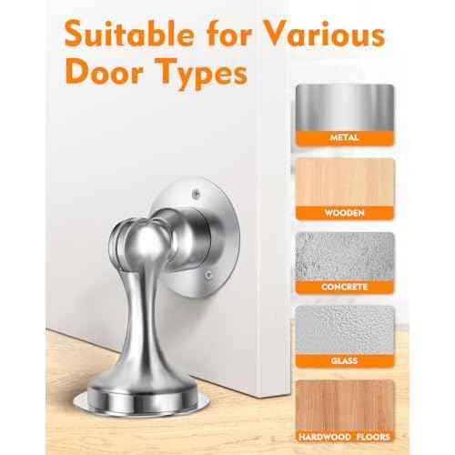 Door Stoppers Magnetic Door Catch, Stainless Steel Magnetic Door Stop 2 Pack, Double-Sided Adhesive Tape, No Drilling, Screws for Stronger Mount, Holder Your Door Open for Wide Doors