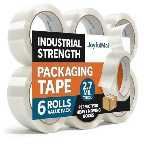 JoyfuIMaiMaiMai 2.7Mil x 1.88in x 65Yards Clear Packing Tape (6 Rolls, 390 Yards Total)