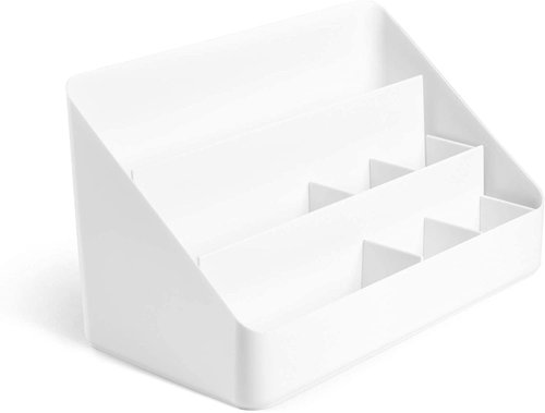 Poppin Desk Organizer with 3 Tiers, Sliding & Removable Dividers, Charging Station - All-in-One Workspace Organizer for Office Supplies, Desktop Organizer