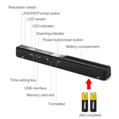 Portable Handheld Scanner, ANNCARY Document Wand Scanner Handheld for Business Photo Picture Receipts Books JPG/PDF Format Selection Micro SD Card Hand Scanner-B