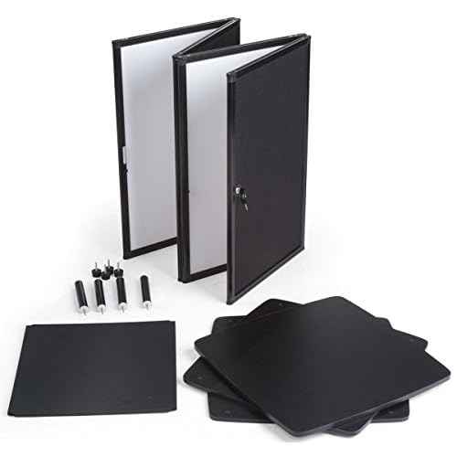 Displays2go Portable Trade Show Counter with Travel Bag, Locking Compartment - Foldable Booth Display Counter for Events - Black (LCTCNTBLK)