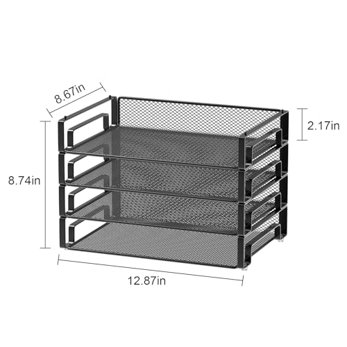 Black Samstar 4-Pack Stackable Mesh Letter Paper Trays Desk Organizer