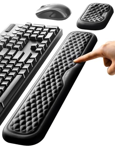 Large Black Ergonomic Wrist Rest for Keyboard & Mouse - Memory Foam Support Pad
