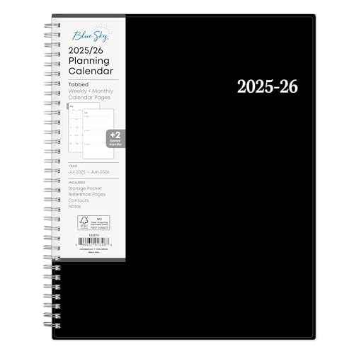 Blue Sky 2025-2026 Weekly and Monthly Academic Year Planner Calendar, July - June, 8.5" x 11", Flexible Cover, Wirebound, Laminated Tabs, Storage Pocket, Enterprise (Enterprise 2025-2026, 8.5" x 11")