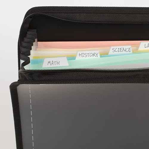Five Star Expanding File Organizer + Study App, 7-Pocket Accordian File Organizer, Zipper Closure, Holds 8-1/2" x 11" Paper, Black (72709)