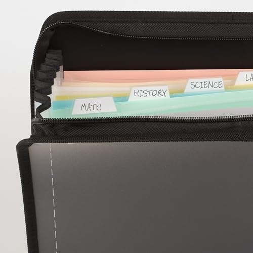 Black Five Star 7-Pocket Expanding File Organizer with Zipper, Pack of 1