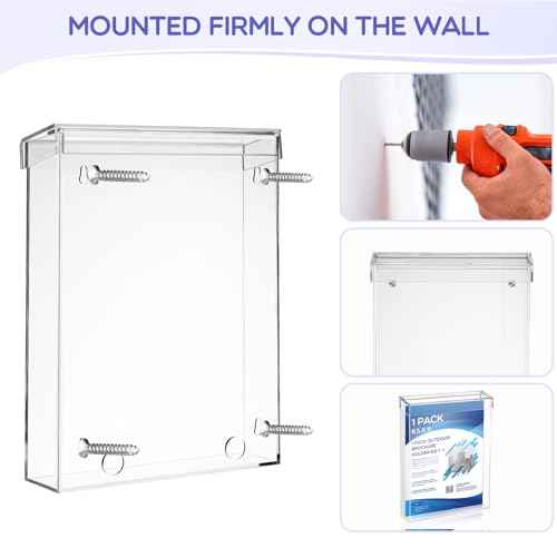 Remerry 2 Pcs Outdoor Brochure Holder 8.5 x 11 Inch Waterproof Acrylic Wall Mount Literature Box Dispenser with Lid, Clear Real Estate Brochure Box Holder for Document Pamphlet Display (Clear)