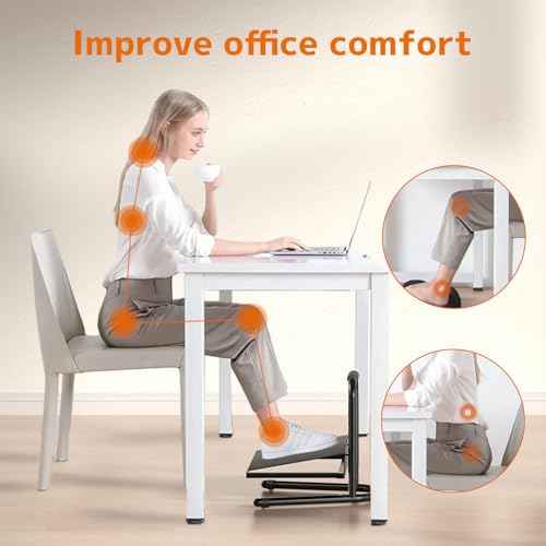 Height Adjustable Standing Foot Rest with Soft Grip Handle,Under Desk Footrest for Standing and Sitting,All-Steel Construction,Black