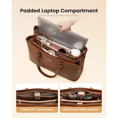 LOVEVOOK Laptop Tote Bag for Women,Work Tote with Wristlet,PU Leather Computer Bag for Teacher,Office, Daily