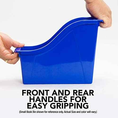 Storex Large Book Bin, Interlocking Plastic Organizer for Home, Office and Classroom, Teal, 6-Pack (71120U06C)