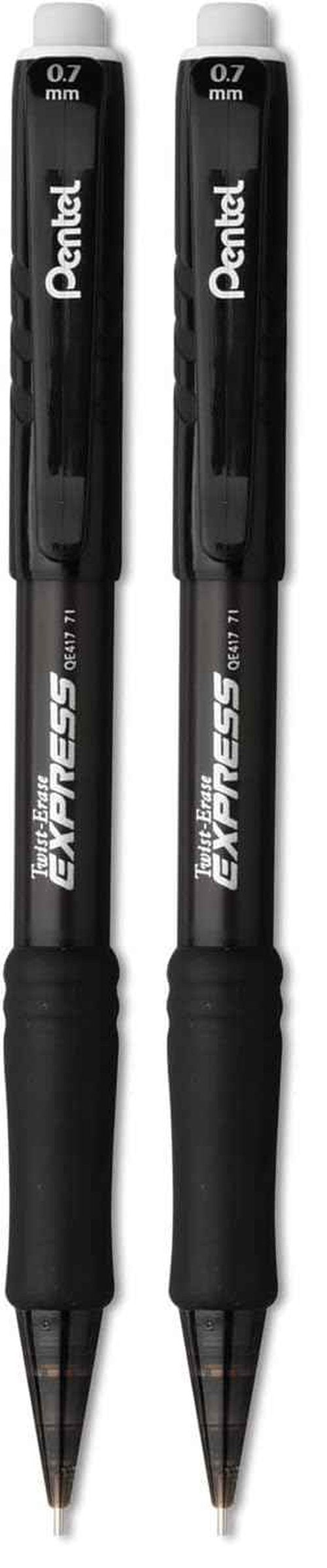 Pentel Twist-Erase Express Mechanical Pencil, 0.7 mm, Black Barrel (Pack of 2)
