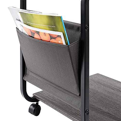 Seville Classics Airlift Height Adjustable Mobile Rolling Laptop Cart Computer Workstation Desk, Table for Home, Office, Classroom, Hospital, w/Wheels, Black, Tilt w/Side Table (28") (New Model)