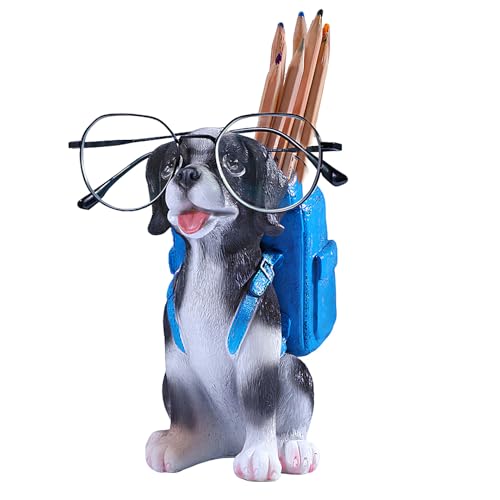 MQMCPDS Cute Dog Pen Holder - Non-toxic Resin Material: A Creative Desktop Organizer Ideal for Home, Office & School Unique Decorative Accessory –Gift for Dog Owners Pet Lovers(white)