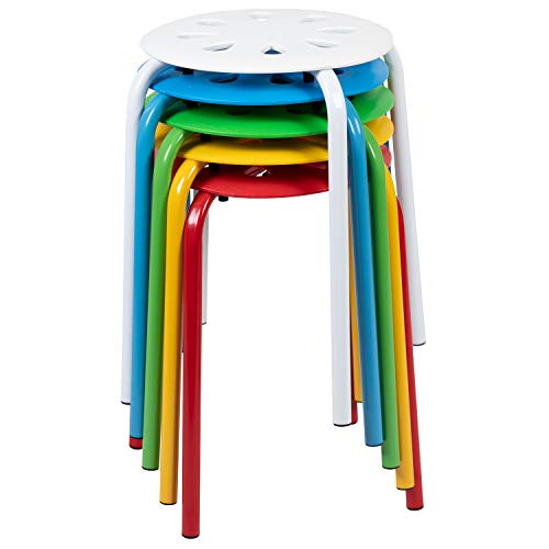 Emma + Oliver 5-Pack Plastic Nesting Stack Stools, 17.5in Seat