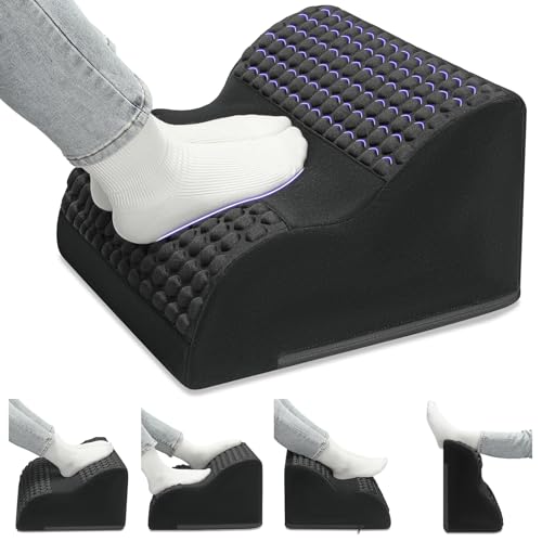 FFOGH Black Foot Rest for Under Desk with Massage Dots, 3-Tier Foot Stool
