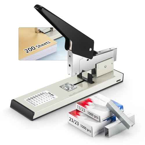 Heavy Duty Stapler with 2000 Staples: IMLIKE 200 Sheets Capacity Manual No Jam Desk Stapler,Big Metal Labor-Saving Office Supplies,Non-Slip,Include High Strength 23/13 & 23/23 Staples
