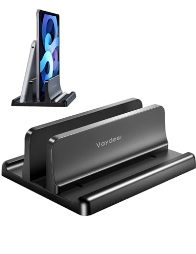 Vaydeer Black Vertical Laptop Stand Holder Organizer for MacBook, Dell, HP, Lenovo, 17.3-inch