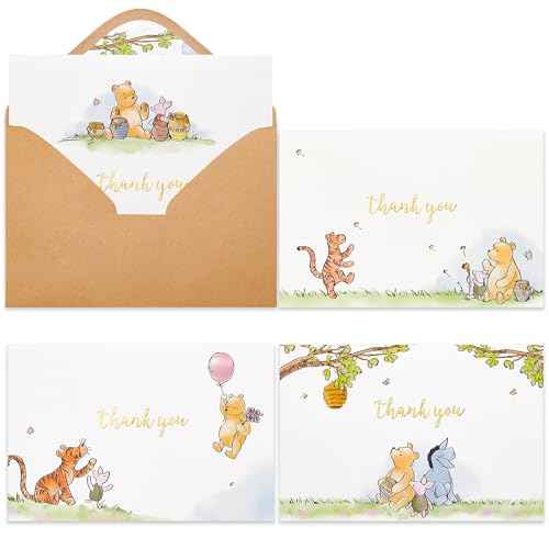 Crisky 50 Pack Cute Bear Thank You Cards Blank Inside with Envelopes and Stickers for Birthdays, Baby Showers, Friendsgiving