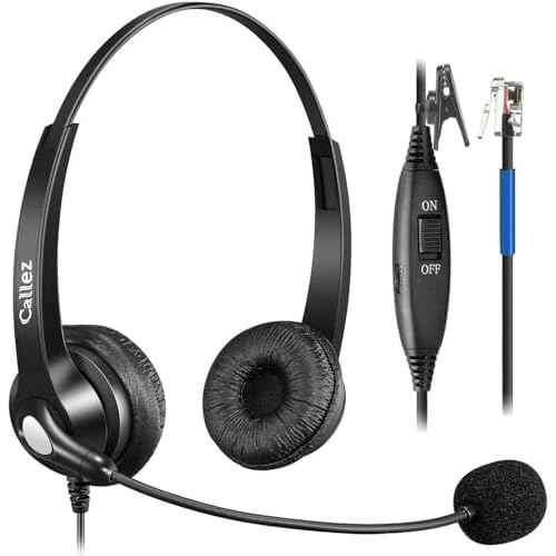 Callez Phone Headset for Cisco with Noise Cancelling Mic & Mute Switch, Dual RJ9 Corded Telephone Headsets Compatible with Cisco IP Phones 6941 6851 6945 7821 7841 7861 7942 7945 7962 7965 8811 8861