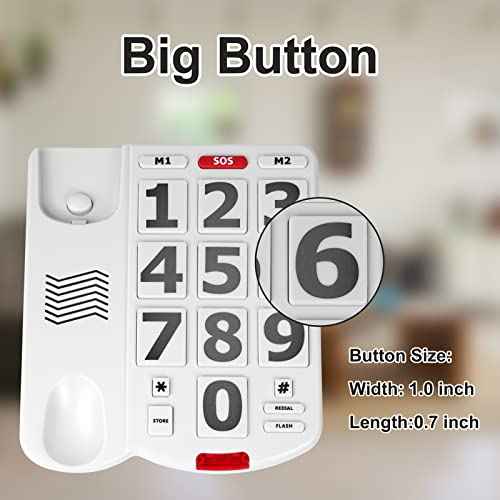 Large Key Wired Telephone, Adjustable Ringing Tone, and earpiece Volume, The earpiece can be Adjusted to Ultra-high Volume, which is Helpful for Those