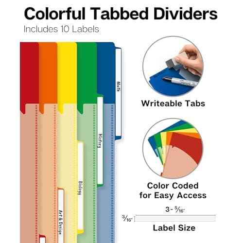 Dunwell 5-Subject Spiral Notebook, College Ruled (Blue), Colorful Movable Pocket Dividers with Tabs, Front/Back Plastic Covers, 200 Sheets (400 Pages) of 3-Hole Punch Perforated 8.5x11 Paper