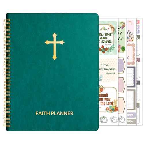2026 Christian Planner - 12 Month Bible Journal and Prayer Planner 9"x11.2" Spiral Bound, Monthly & Weekly Christian Organizer Gifts for Women Men (Pacific Green)