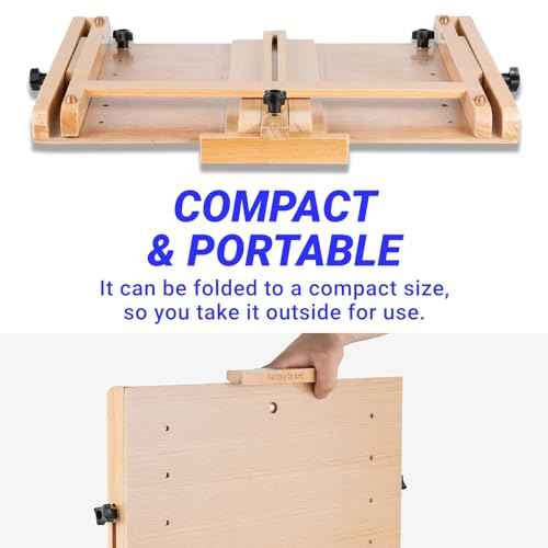 Falling in Art Beechwood Tabletop Easel, Wooden Drawing Board Easel, Adjustable Desktop Easel for Artists and Beginners, Suitable for Painting and Displaying Artwork