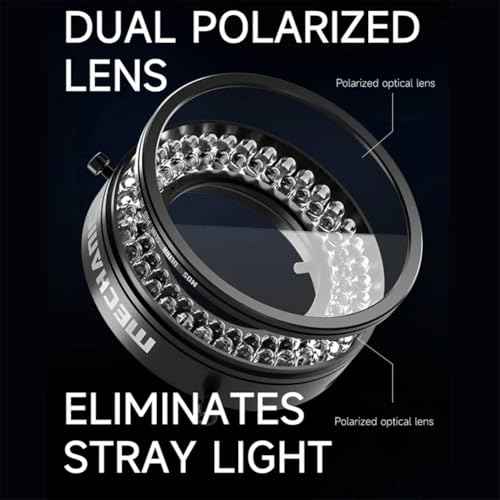 Microscope Ring Light Polarized Ring Lamp Adjustable 72 LED Ring Light Source Anti Glare Eliminates Reflection Illuminator for Stereo Microscope & Camera