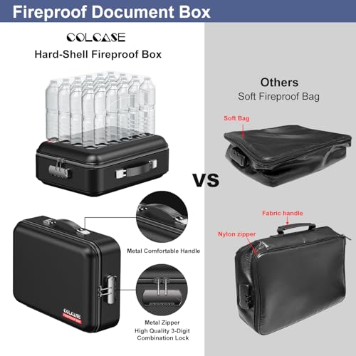 15x11x5 Inch Fireproof Document Box with Lock - Black, UL-94 VTM-0 Certified Safe Organizer