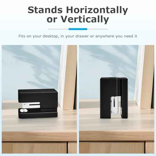 Mini Stapler - Small Cute Desk Staplers - 25 Sheet Capacity with 830 Staples and Staple Remover, Desktop Stapler for Office, School, Home, Black