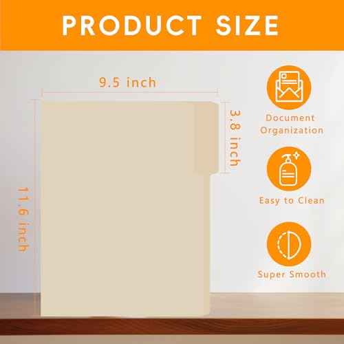 100 Packs Manila File Folder,Manilla Folder 8.5x11,1/3 Cut Tabs Folder for Office,School and Home,Organizer File Folder Letter Size