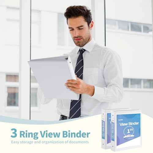 SUNEE 3 Ring Binder 1 Inch 12 Pack, Clear View Binder Bulk Three Ring PVC-Free (Fit 8.5x11 Inches) for School or Office Supplies, White