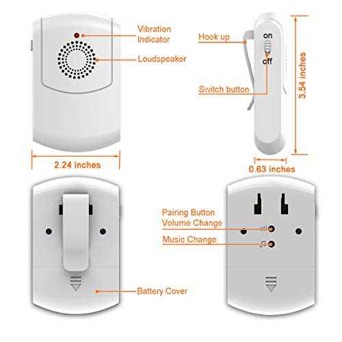 Evernary Caregiver Pager Wireless Call System Personal Alert Panic Button for Home Elderly Nurses Calling System and Emergency Button (2 Portable Pager 2 Transmitter)