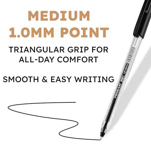 PENSAN Ballpoint Pens Bulk Pack, 150-Count ? (100 Black & 50 Blue) Ink Pens, 1.0mm Medium Point, Ergonomic Triangle Grip, Smooth Writing