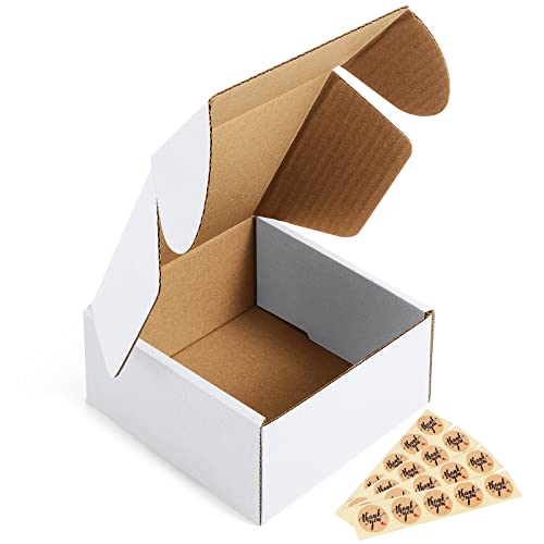 Eupako 4x4x2" Corrugated Box Mailers 50 Pack White Cardboard Small