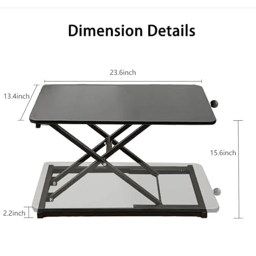 Adjustable Height Standing Desk Converter for Small Space Home Office, Keyboard Riser for Stand Up Desk Riser,Computer Keyboard Stand for Desktop Black Size 23.6 Inch