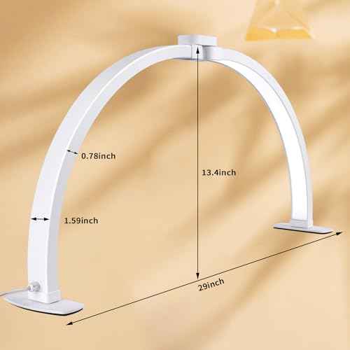 Half Moon Light for Nail Desk,29In Half Moon Lamp with Phone Holder,3000-6000K Nail Lamp Perfect LED Machine Light for Table (White)