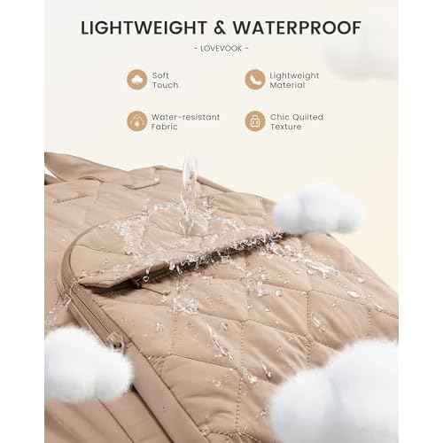 LOVEVOOK Laptop Backpack for Women, Puffer Quilted Computer Bag for Travel Work Business, Casual Daypack for Teacher Nurse,17.3 Inch, Khaki