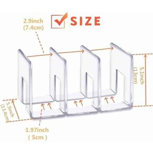 YAGELI Clear Acrylic Purse/Handbag Organizer - 3 Sections Divider for Closet Storage - Sturdy Organizer Rack for Purses, Handbags, and Clutches (4Pack-3Sections)