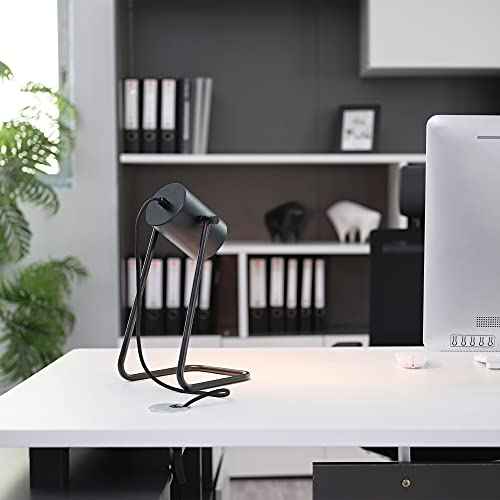 GLOBE Electric 52299 Sahara 14" Desk Lamp, Matte Black, Swing Shade, in-Line On/Off Rocker Switch