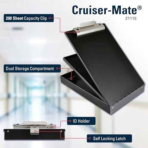 Saunders Metal Clipboard with Storage, Black Dual Layer Nursing Clipboard Folio, Letter Size Paper Organizer, Steel Clip with Self Locking Latch, Form Holder for Office, School & Work - Made in USA
