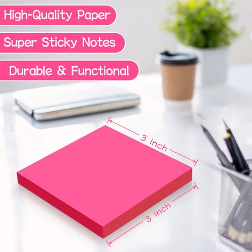 YEECOK Bright Colors Sticky Notes 3x3 Inch Pack of 18 Self-Stick Pads