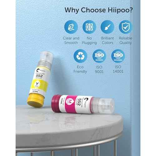 Hiipoo 552 Ink Bottles 6 Pack ET-8550 ET-8500 Replacement for 552 Ink Refill Bottle Work for Photo ET 8550 ET8500 Photo ET-8500, ET-8550 Printer (BK PB C M Y GY)
