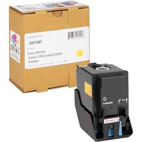 SHIKI Compatible Toner Cartridge for Konica Minolta bizhub C3350/C3850/C3850FS Yellow (TNP48Y/A5X0230) 10,000 Pages (Yellow)