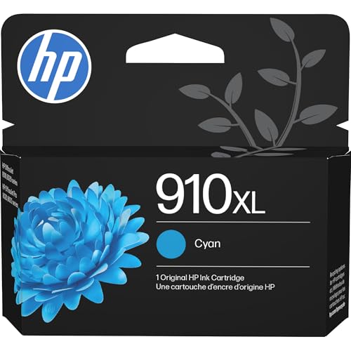 HP 910XL Cyan Ink Cartridge - High-Yield, Compatible with OfficeJet 8010/8020/Pro 8020, 8030 - 1 Pack