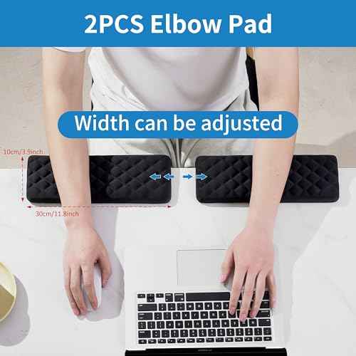 MEKASS L-Shaped Desk Elbow Pad for Desk, Memory Foam Elbow Support Padding with Non-Slip, 2-Piece Ergonomic Desk Edge Cushion, Wrist Comfort Support for Office Home (Diamond Black)